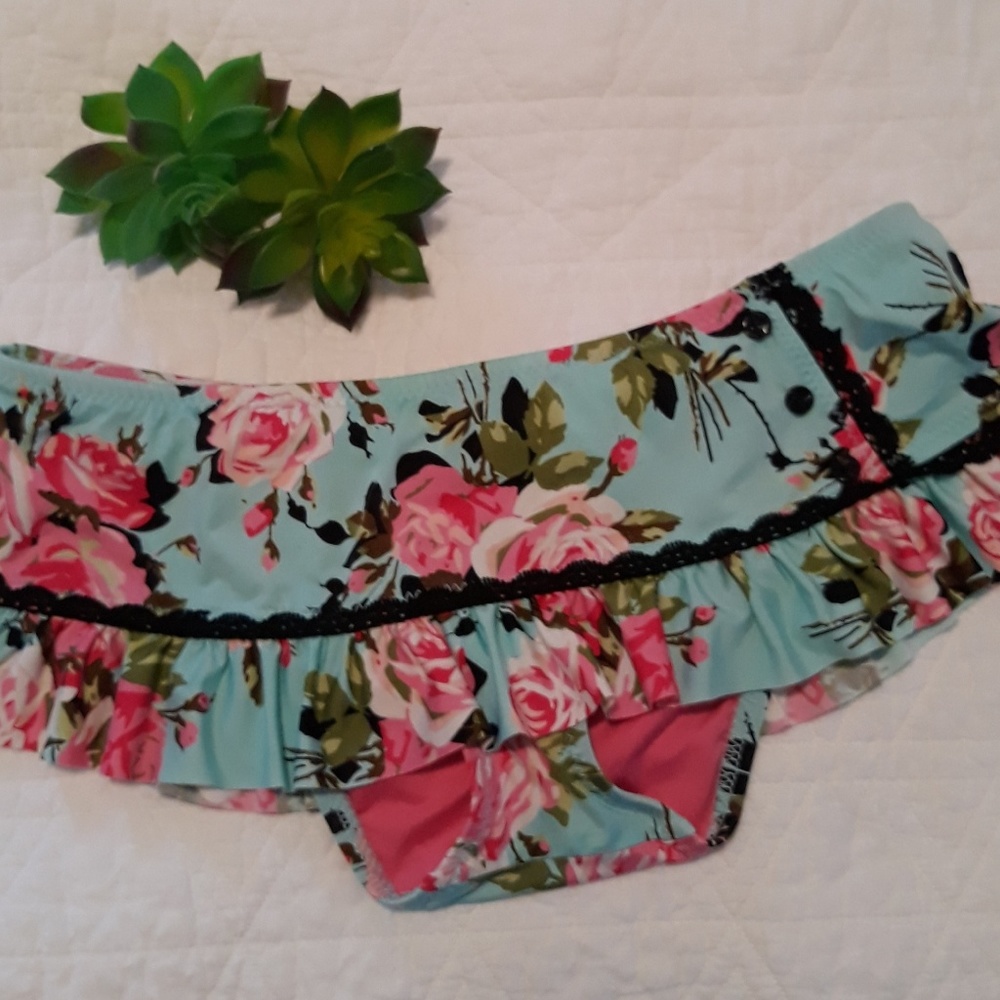 Betsey Johnson Turquoise Floral Skirted Bottom